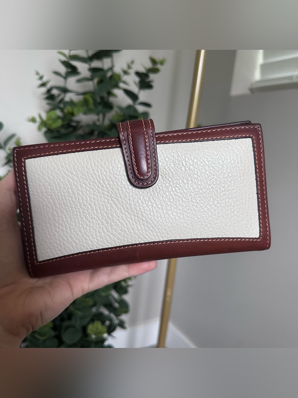 Coach Cream and Brown Leather Wallet